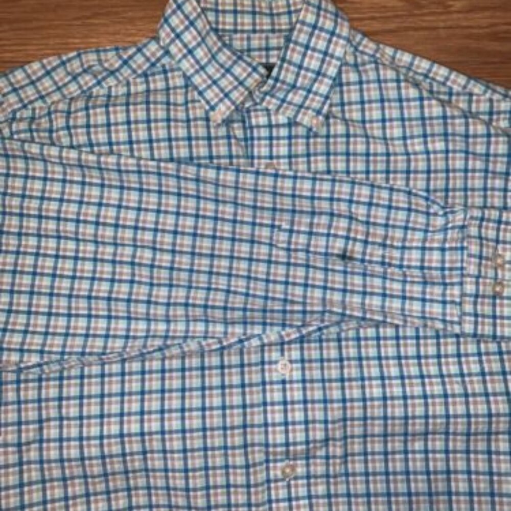 Southern Shirt Button Down Shirt Mens Small Blue Orange Plaid Long Sleeve